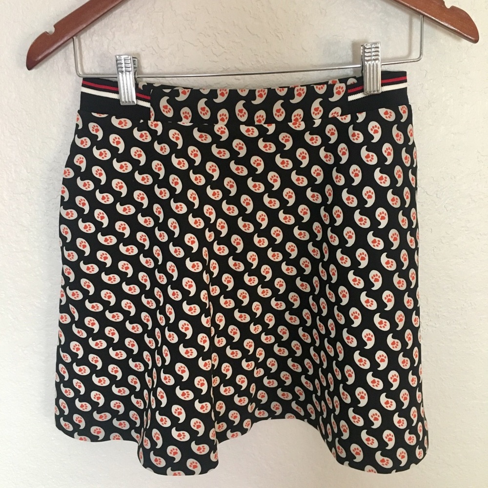 Paul & Joe Sister Black Paw Print Skirt
